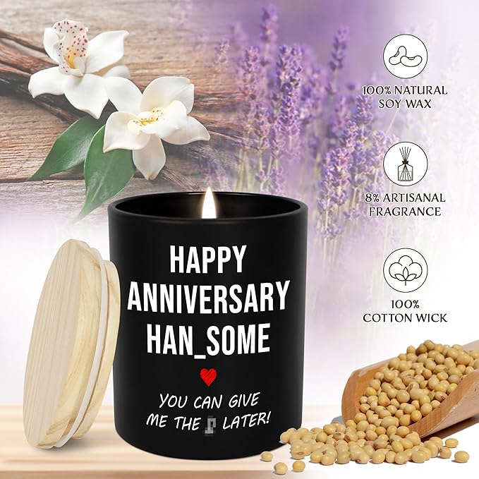 Funny Gifts for Him - Long Lasting Vanilla Lavender Scented Candle 10oz - 1 Year 10 Year 30th 50th Anniversary Wedding Gifts for Men Husband Him Boyfriend from Her Girlfriend Wife