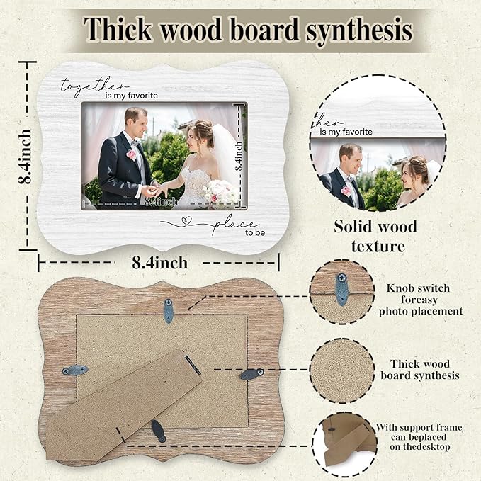 2025 Engagement Frames - Together Is My Favorite - Wedding Gifts For Newlyweds, Placeable 4 x 6 horizontal photo, Minimalist Wood Picture Frame, for Home Bedroom Decor - A09