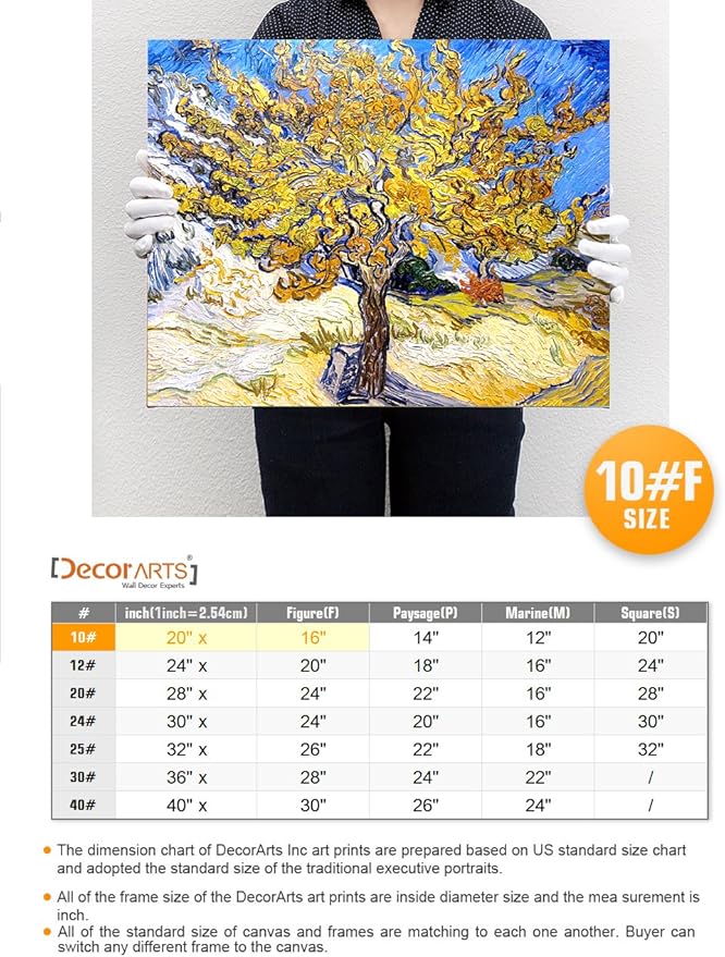 DECORARTS - The Mulberry Tree, Vincent Van Gogh Art Reproduction. Giclee Canvas Prints Wall Art for Home Decor 20x16