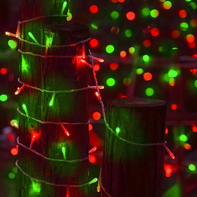 LJLNION 300 LED Christmas Lights, Extra Long 98.5FT Xmas String Lights Outdoor Indoor, 8 Lighting Modes, Plug in Waterproof Fairy Lights for Wedding Party Bedroom Decorations (Red & Green)