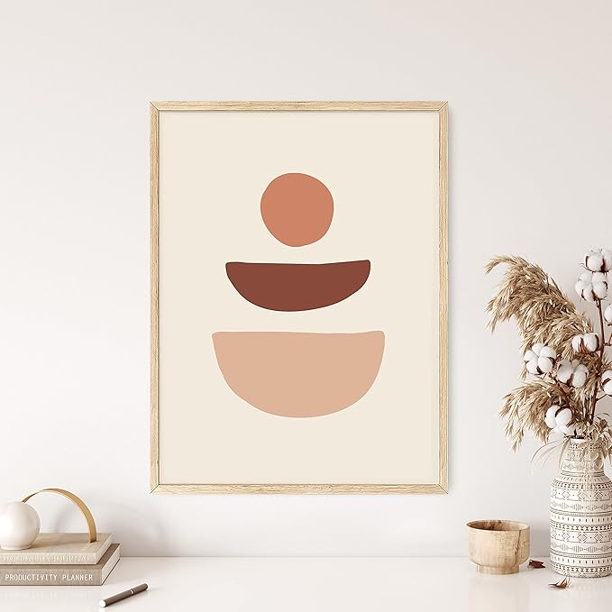 HAUS AND HUES Boho Wall Art - Minimalist Decor | Neutral Art Prints | Geometric Mid Century Modern Design | 12" x 16" UNFRAMED