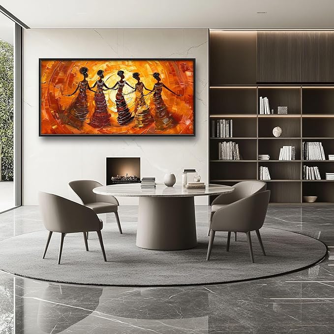 Quorin African American Large Wall Art Abstract Black Girl Women Dance Pictures Wall Decor Retro Ethnic Canvas Print Painting Artwork for Bathroom Living Room Bedroom 60L x 30W