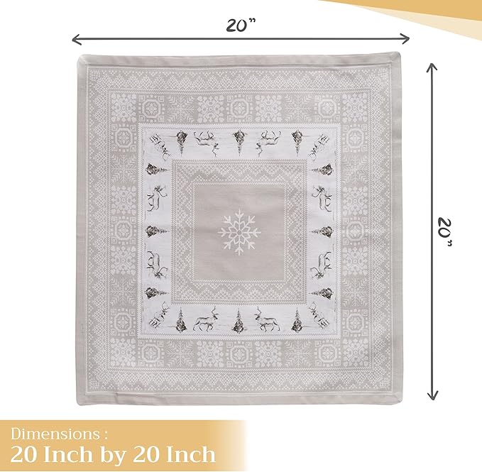 Maison d' Hermine Cloth Napkins Set of 4 100% Cotton Everyday Reusable Square Napkins Cloth Washable, Dinner, Party, Wedding, Restaurant (Cozy Christmas, 20" x 20")