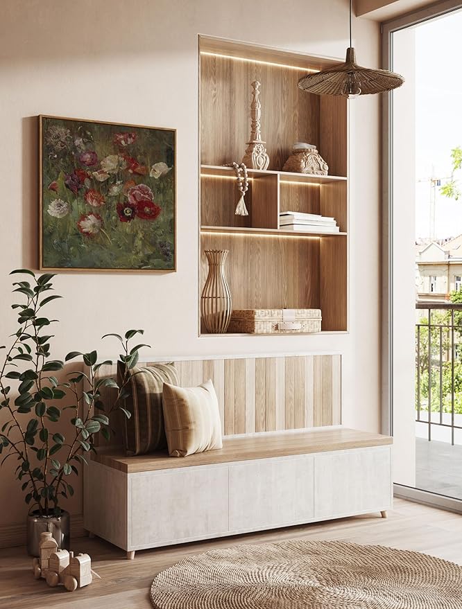 InSimSea Square Framed Canvas Wall Art, Classical Floral Scenic Paintings Wall Decor, Desk Decor, Rustic Flowers Wall Art Prints for Living Room Bedroom Bathroom, Office Home 16"x16"