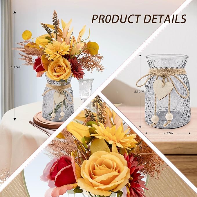 Leftover Fake Fall Flowers in Vase,Fall Flower Arrangements,Fall Floral Arrangement,Fall Table Decor,Fall Centerpieces for Tables,Fall Kitchen Decor,Fall Coffee Table Decor