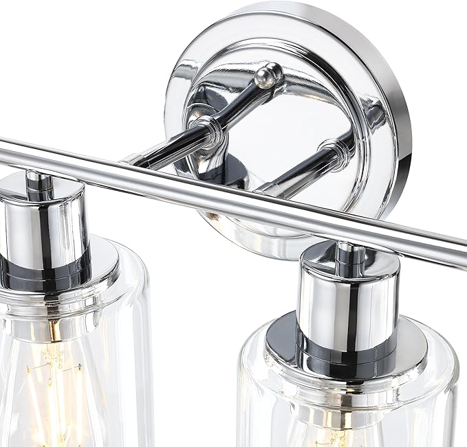 4-Light Chrome Bathroom Light Fixture Over Mirror,4-Light Chrome Vanity Lights for Bathroom Wall Light 4 Bulb