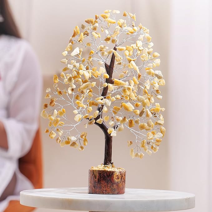 Yellow Aventurine Stone Money Tree | Tree of Life | Energy Healing Stones | Feng Shui Bonsai | Reiki Crystal Healing | Good Luck | Chakra Tree | Spiritual | Crystal Gifts | Office Home Decor