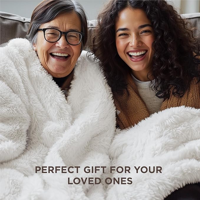 Bedsure GentleSoft Fluffy White Throw Blanket, White Decor Fuzzy Gifts for Women, Soft Cozy Furry Sherpa Fleece Plush Thick Warm Shaggy Faux Fur Throw Blanket for Couch, Bed, Camping, Travel, 50x60