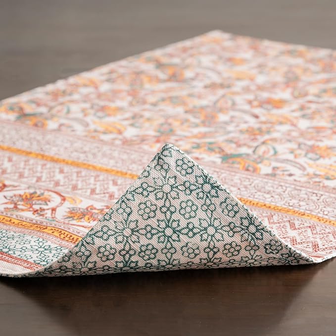 Maison d' Hermine Placemats Set of 4 100% Cotton Washable Cloth Place Mats, Reusable Table Mats for Kitchen Dining Decoration, Party, Wedding, Restaurant (Nila, 13" x 19")