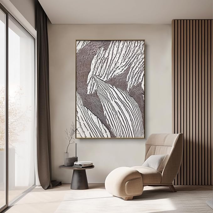 BrightA Abstract Wall Art - Black and White Wall Art for Office, Bedroom, Modern Decor - Acrylic Painting 27.6"x39.3"