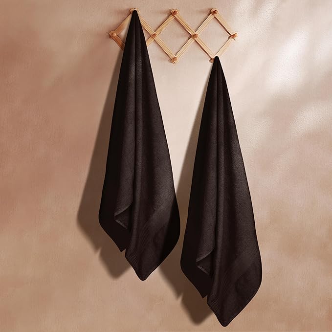 GLAMBURG Premium Cotton Oversized 2 Pack Bath Sheet 35x70-100% Pure Cotton - Ideal for Everyday use - Ultra Soft & Highly Absorbent - Machine Washable - Chocolate Brown