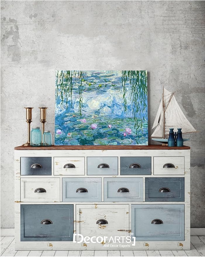 DECORARTS - Water Lilies 1916-1919, Claude Monet Art Reproduction. Giclee Canvas Prints Wall Art for Home Decor 20x16