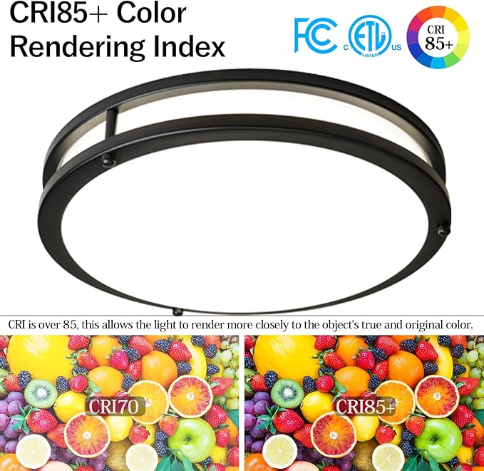 OOWOLF 16inch 48W LED Flush Mount Ceiling Light Fixture Dimmable, Super Bright Brushed Nickel Ceiling Light 4800LM 5000K Daylight White 480W Equivalent, Ceiling Lamp for Bedroom, Kitchen, 2-Pack