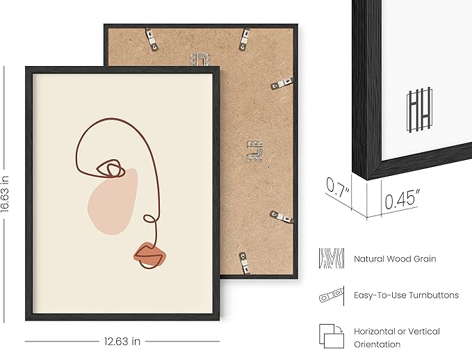 HAUS AND HUES Female Figure Wall Art Line Drawing - Single Line Drawing Wall Art, Woman Art Print Line Art Wall Decor Minimalist Wall Decor, Silhouette Lipstick (Black Framed, 12x16)