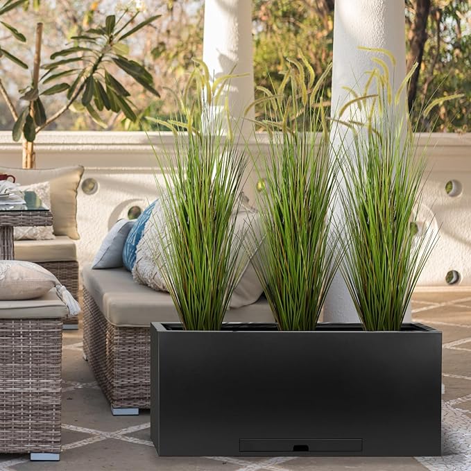 KOL Artificial 5ft 2-Pack Horsetail Reed Grass, 59in Tall Artificial Indoor Outdoor Fake Grass Plant, Home Office Decorative Artificial Plants in Pot Faux Plant Greenery, Wedding Decor Grass