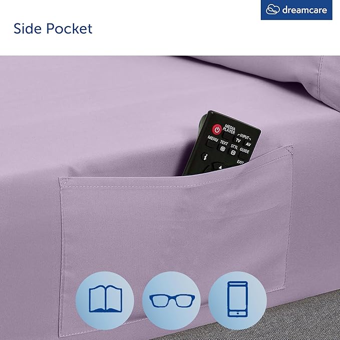 DREAMCARE Queen Sheet Set – 6 pcs Cooling Bed Sheets – up to 21” Deep Pocket Queen Sheets Set – 2500 Supreme Collection – Extra Soft 100% Brushed Microfiber Hotel Luxury with Side Pocket – Lavender