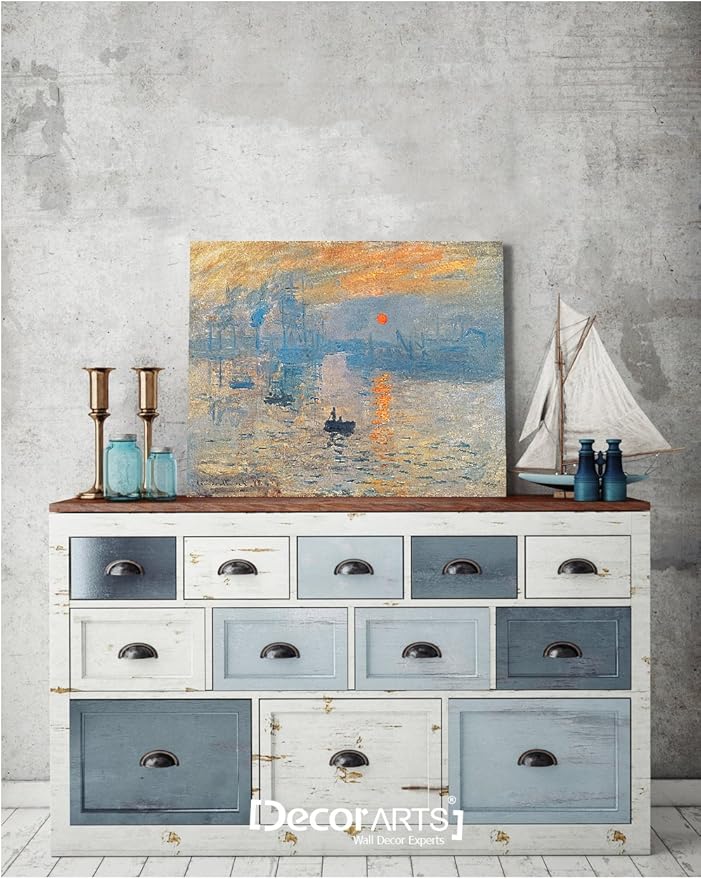 DECORARTS - Impression Sunrise, Claude Monet Art Reproduction. Giclee Canvas Prints Wall Art for Home Decor 20x16