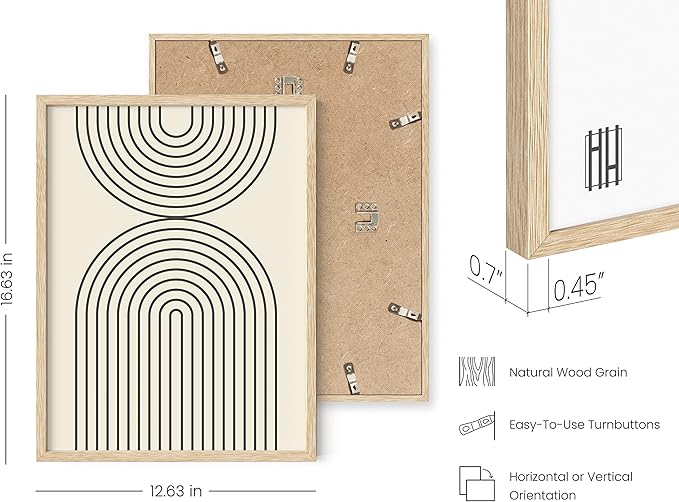 HAUS AND HUES Boho Wall Art Framed - Boho Art, Geometric Print Art, Geometric Wall Art Decor (Beige Framed 12x16)