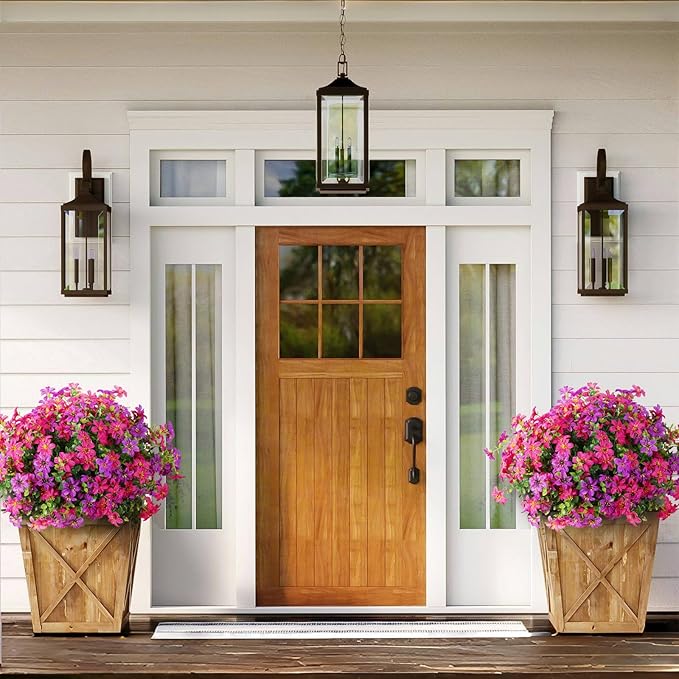 SHareconn Artificial Flowers for Outdoors Spring Decoration, Fake Silk Realistic Faux Plants UV Resistant for Outdoor Planter Porch Patio Summer Outside Decor,20 Bundles, RosyPurple