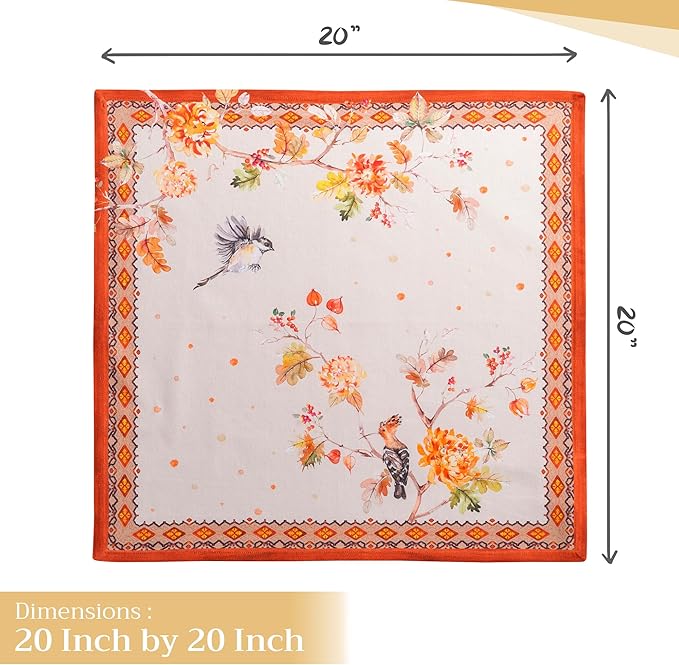 Maison d' Hermine Cloth Napkins Set of 4 100% Cotton Everyday Reusable Square Napkins Cloth Washable, Dinner, Party, Wedding, Restaurant (Kelim - Prairie, 20" x 20")