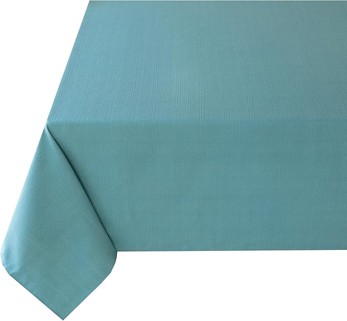 Benson Mills Cameron Textured Fabric Table Cloth, for Everyday Home Dining, Parties, Weddings & Spring Holiday Tablecloths (60" x 104" Rectangular, Nile Blue)