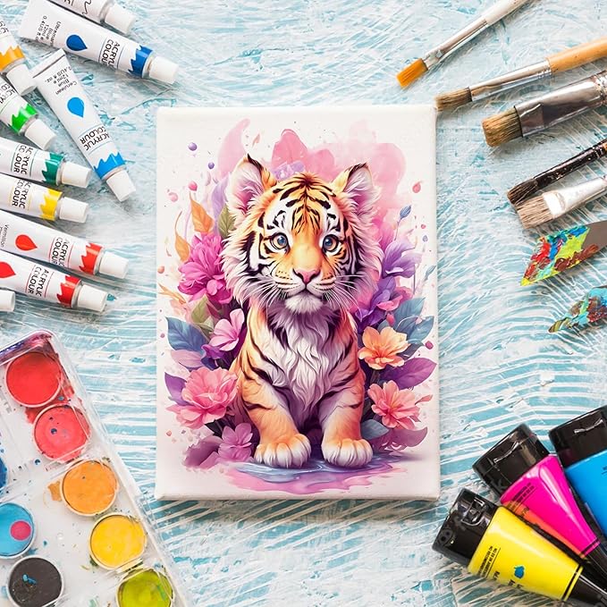 ESRICH Stretched Canvas for Painting, 8 Pack Canvases for Painting 11x14, 5/8 in Profile Primed White Painting Canvas for Oil & Acrylic Paint.