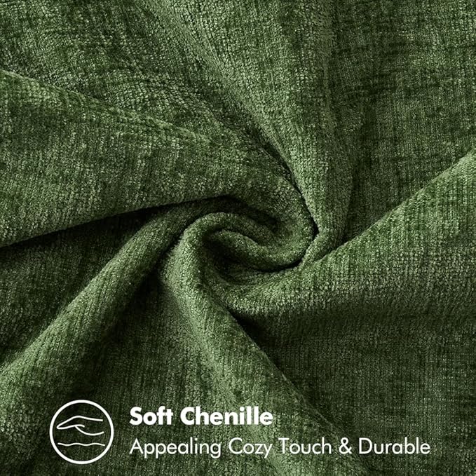 MIULEE Pack of 2 Christmas Couch Pillow Covers 18x18 Inch Moss Green Farmhouse Decorative Throw Pillow Covers with Stitched Edge Soft Chenille Solid Dyed Pillow Covers for Sofa Bed Living Room