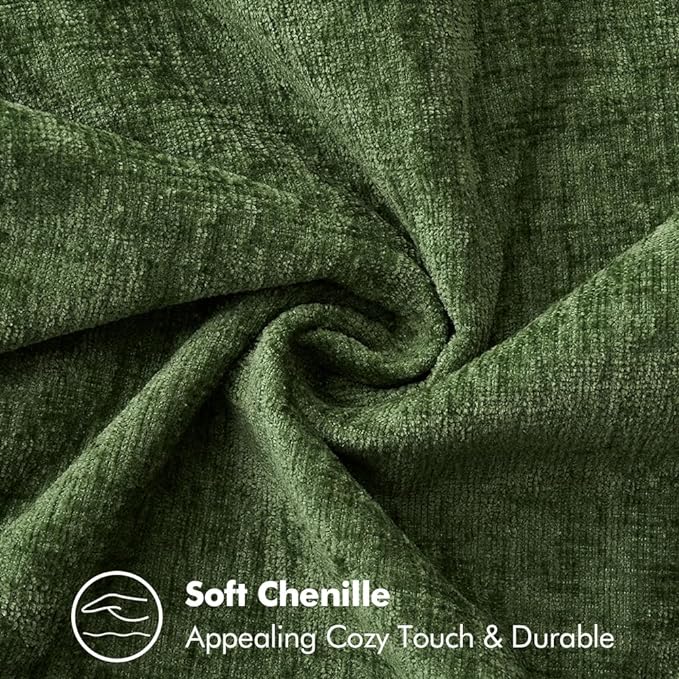 MIULEE Pack of 2 Christmas Pillow Covers 16x16 Inch Moss Green Farmhouse Decorative Throw Pillow Covers with Stitched Edge Soft Chenille Solid Dyed Couch Pillow Covers for Sofa Bed Living Room