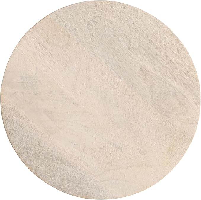 Kate and Laurel Dahl Wooden Round Drink Table; 12 x 23; Whitewash; Transitional Boho Circle Wood Accent Pedestal Table for Living Room Plant Stand or Small Bedroom Nightstand