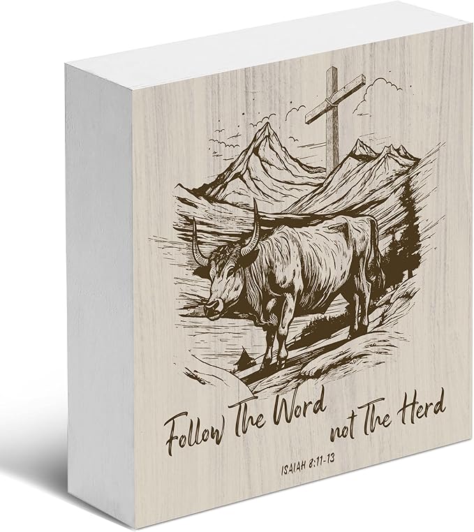 SSQBZU ‘Follow The Word Not The Herd’ Wooden Box, Bible Verse Decorations, Christian Home Decor, Motivational Gifts, Birthday, Thanksgiving, Christmas, Gifts for Family, Friends, etc.(050)