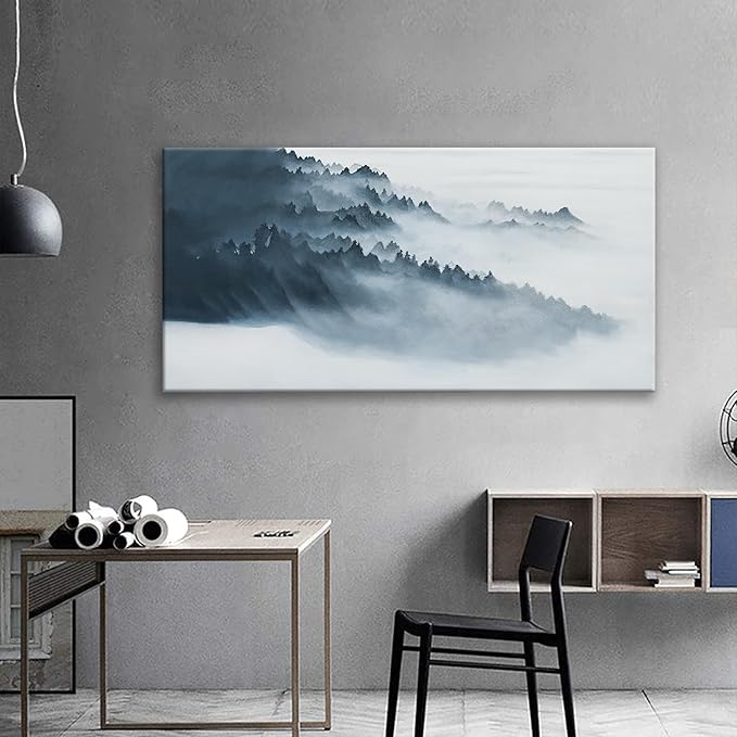 TAIJXAGSG Wall Art Paintings Abstract Wall Decorations Canvas Wall Art Decor Prints Poster 24" X 48" Home Decor Black Grey Artwork Painting Pictures For Bedroom Living Room Artwork