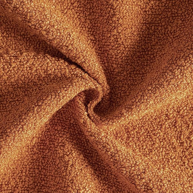 MIULEE Fall 12x20 Inch Decorative Lumbar Throw Pillows for Bed Set of 2 Textured Boucle Neutral Throw Pillow Covers Orange Accent Solid Pillowcase Cozy Soft Sofa Livingroom Home Decor