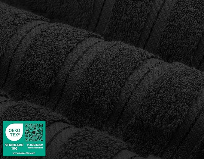 American Soft Linen Luxury Hand Towels for Bathroom, 600 GSM 100% Cotton Turkish 4 Piece Hand Towel Set, 600 GSM Hand Face Towels for Kitchen, Black Hand Towels