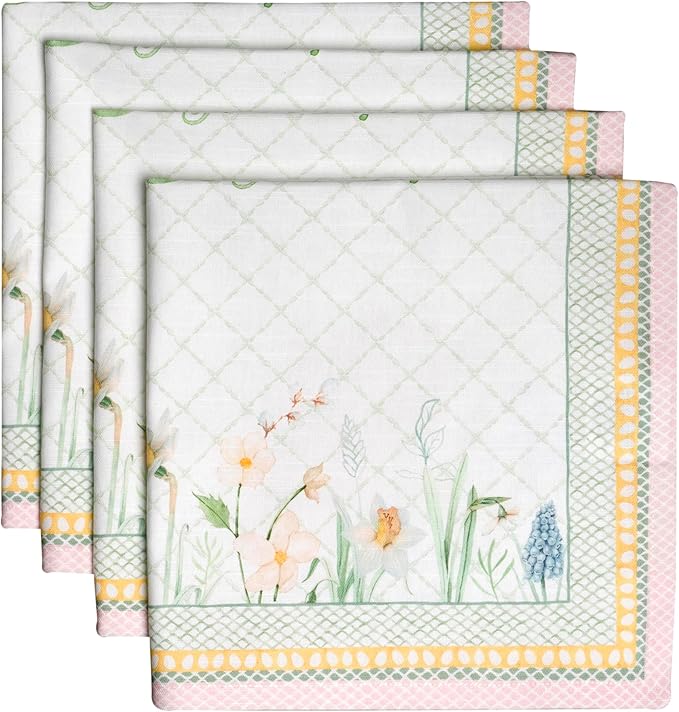 Maison d' Hermine Cloth Napkins Set of 4 100% Cotton Everyday Reusable Square Napkins Cloth Washable, Dinner, Party, Wedding, Restaurant, Spring/Summer (Easter Dew, 20" x 20")