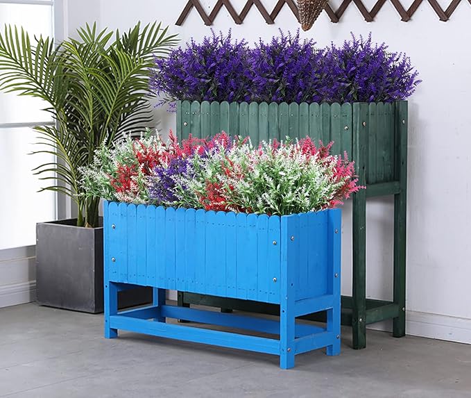 RECUTMS Artificial Fake Outdoor Plants Flowers for Spring Decoration, 36 Bundles Faux Plastic Plants Outdoor Flowers UV Resistant Realistic for Home Outside Planter Window Porch Patio Garden(Purple)