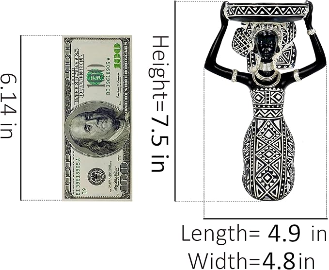 African Lady Figurine Candle Holder with African Tribal Totem for Wedding,Church,Holiday Decor-African Decorative Women Statues, Candlestick Holder for Home and Table Decor(753-B)