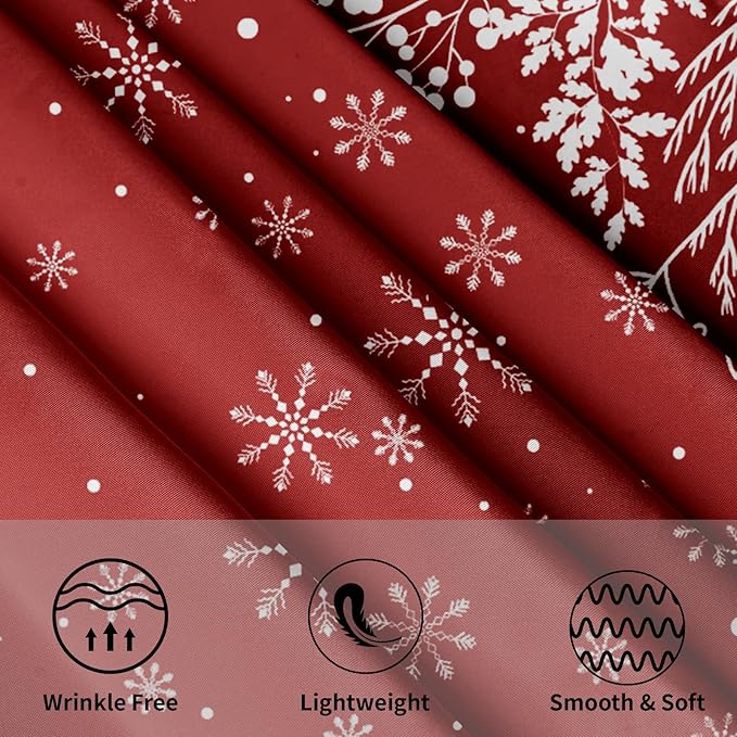 Merry Christmas Tablecloth 60 Inch Round Red Christmas Floral Table Cloth Round Cover Christmas Snowflake Snowy Xmas Table Cloth Winter Farmhouse Decorative for Holiday Home Kitchen Dining Party