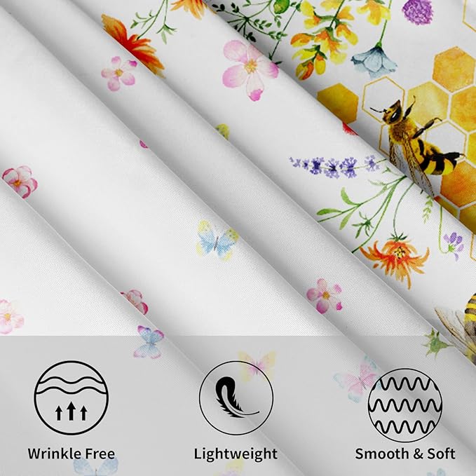 Spring Tablecloth Round 60 Inch Spring Summer Floral Tablecloth Round Cover Spring Farmhouse Wildflower Round Tablecloth Washable Table Cover for Kitchen Dining Indoor Outdoor Table Decorations