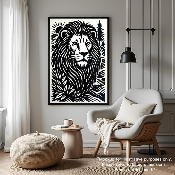 Caelumis Vintage Wall Art Decor Prints Black And White Pictures Posters For Farmhouse Living Bedroom Bathroom Room kitchen Handmade Unframed (Lion 12x16in)