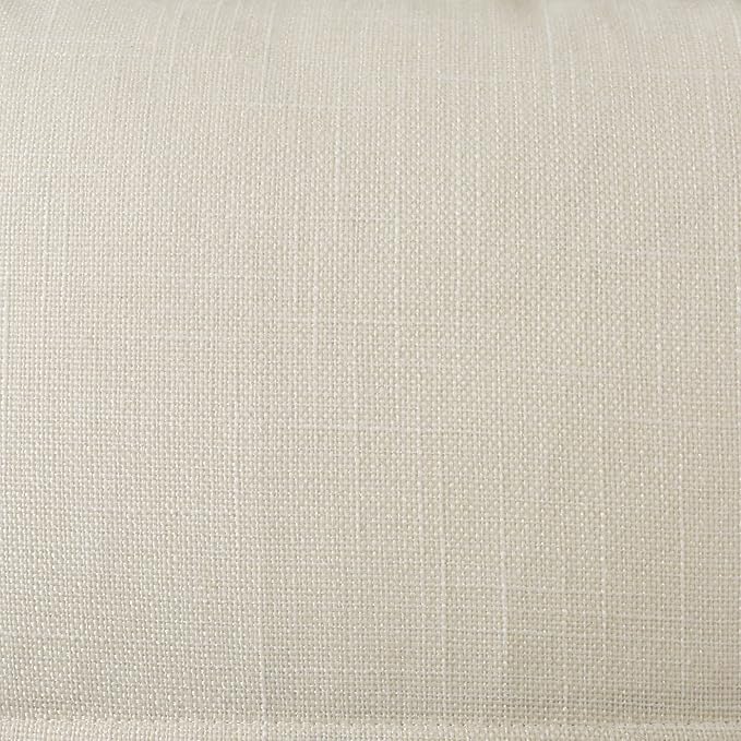 HAUSSY Cream White Linen Decorative Throw Pillow Covers 14x14 Inch Set of 2,Square Cushion Case with 3 Vintage Buttons,Modern Farmhouse Home Decor for Couch,Bed