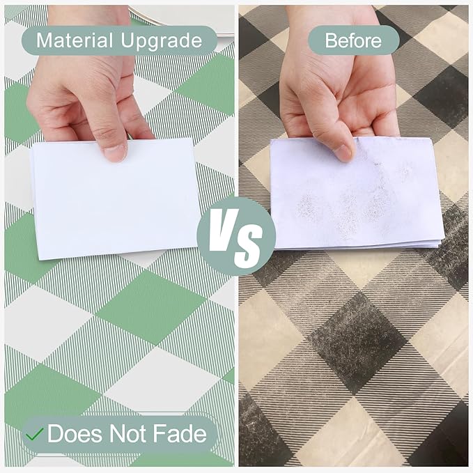 misaya Rectangle Waterproof Vinyl Table Cloth, Buffalo Flannel Backed Tablecloth, Wipeable Plastic Table Cover for Dinner, Kitchen, Outdoor (60" x 120", Sage Green and White)