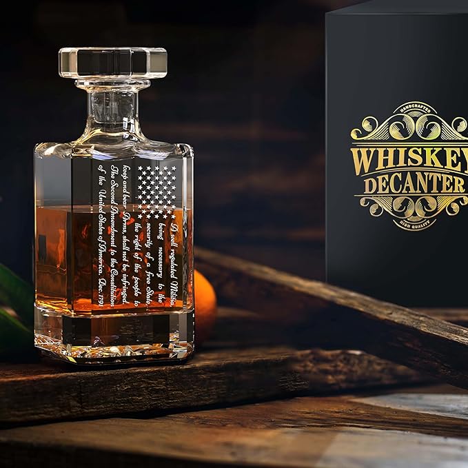 FURSARCAR Birthday Gifts for Men Dad Father, Whiskey Decanter Engraved We The People 1791, Unique Cool Mens Fathers Birthday Gift from Daughter Son, Personalized Present Decanter Sets for Man