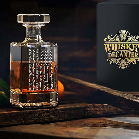 FURSARCAR Birthday Gifts for Men Dad Father, Whiskey Decanter Engraved We The People 1791, Unique Cool Mens Fathers Birthday Gift from Daughter Son, Personalized Present Decanter Sets for Man