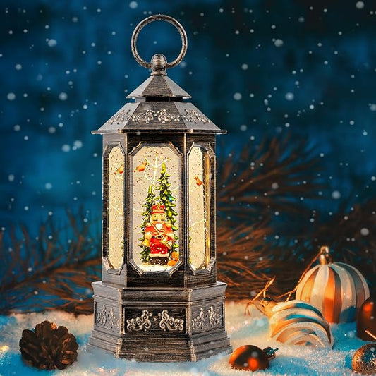 Christmas Snow Globe Nutcracker Lantern, Glitter Lighted Nutcracker & Bear with Music & Timer Water Lantern for Home Decoration and Gift, Battery Operated or USB Powered