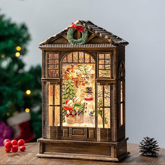 Christmas Snow Globe Swirling Glittering Snowman Choir Manger Scene, USB Lined/Battery Operated Lighted Snowman Carolers Musical Water Lantern for Christmas Festival Decoration Gifts