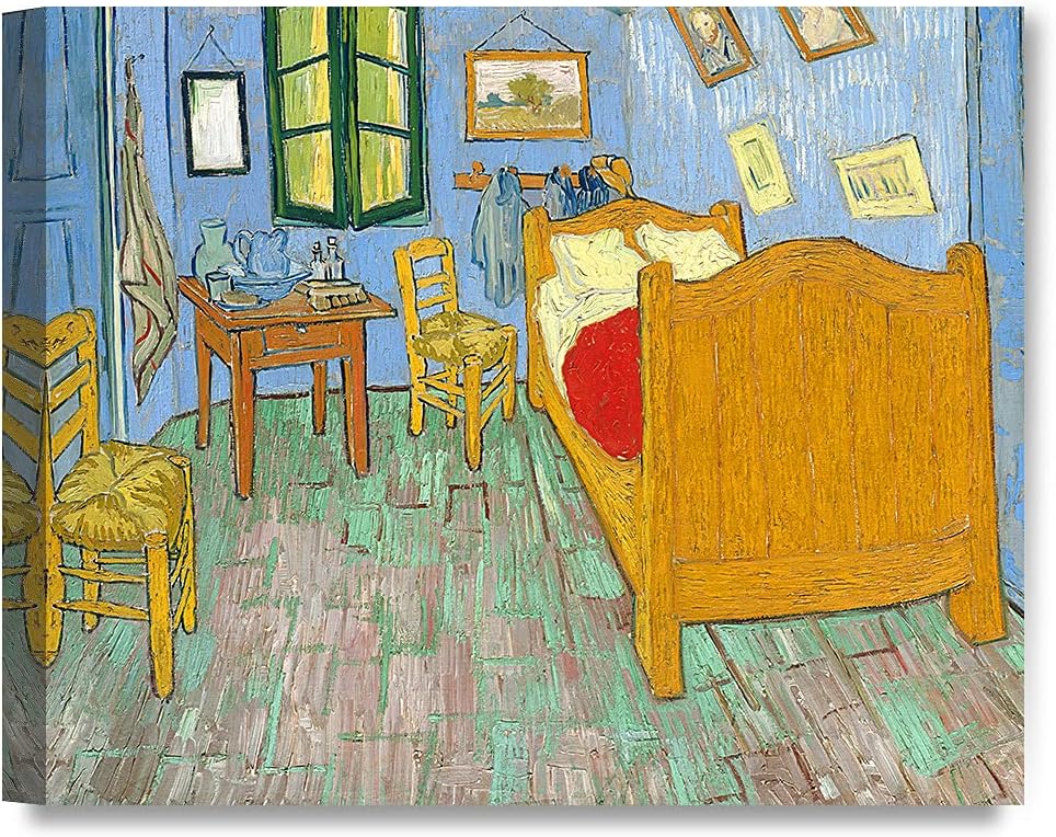 DECORARTS - Bedroom in Arles (Third version), Vincent Van Gogh Art Reproduction. Giclee Canvas Prints Wall Art for Home Decor 30x24