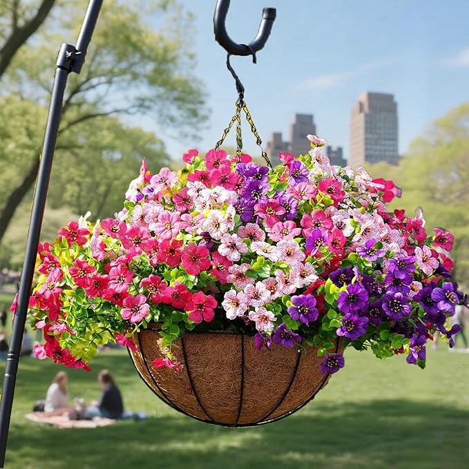 Artificial Flowers for Outdoor Indoor Garden Home Decoration, Faux Flower Daisy with Eucalyptus Leaves Fake Plants Greenery Boxwood Porch Patio, 12 Bundles (6 Multicolor)