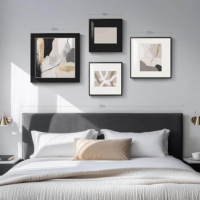 Framed Abstract Wall Art for Living Room, 4 Piece Modern Art Prints Paintings Artwork for Walls, Minimalist Abstract Pictures for Hallway Dining Room Bedroom Office Wall Decor