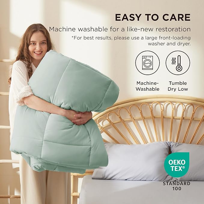 Bedsure Comforter Duvet Insert - Quilted Comforters Oversized King Size, All Season Duvet, GentleSoft Down Alternative Bedding, with 8 Tabs, Gifts for Women, Sage Green, Oversized King 116x98 Inches