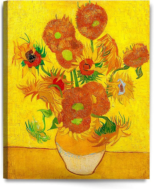 DECORARTS - Sunflowers - Vincent Van Gogh Giclee Prints w/Antique Brown Frame for Wall Decor. Picture Size: 16x20, Total Size w/Frame: 19x23